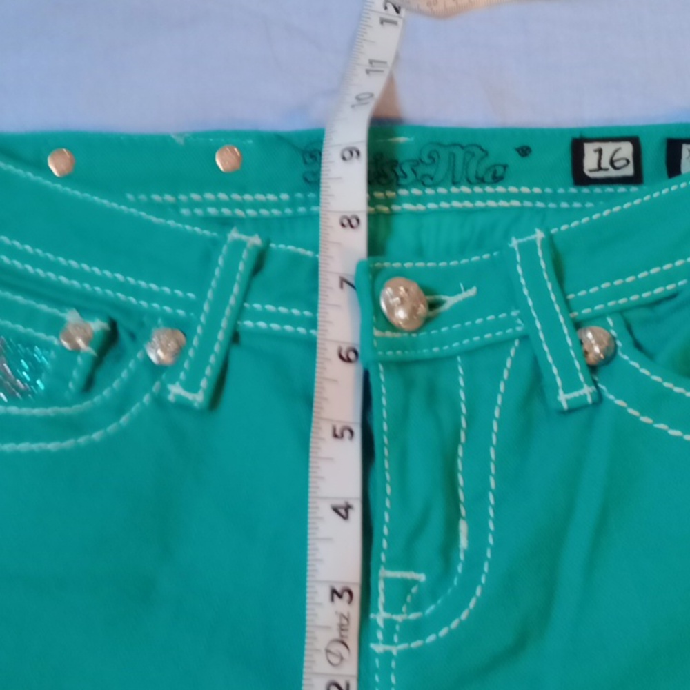 Miss Me Turquoise Denim Jeans 16 Youth - Picture 5 of 14